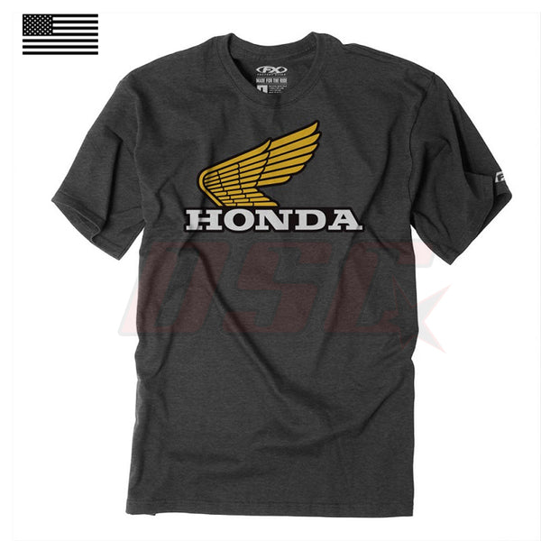Honda Classic Wings Gold Men's Crew T-Shirt Fan Motorcycle Racing Apparel X-Large