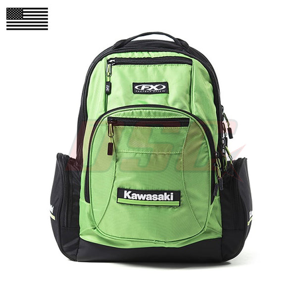 Motorcycle Premium Backpack Green and Black Kawasaki Race Fan Support Gear