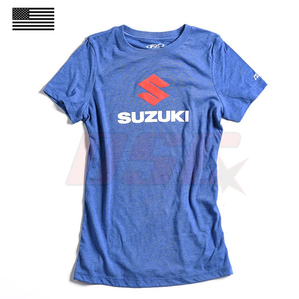 Suzuki (S) Logo Motorcycle Womens Royal Blue T-Shirt Fan Apparel Size Large