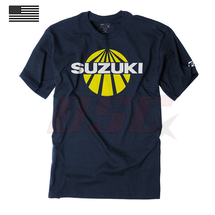 Suzuki Sun Logo Motorcycle Navy Blue T-Shirt Fan Apparel Size Large