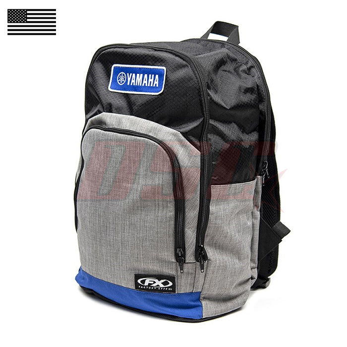 Motorcycle Standard Backpack Blue Stripe On Black & Grey Yamaha Race Fan Support Gear