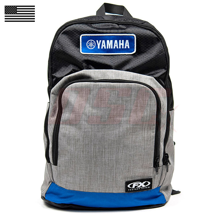 Motorcycle Standard Backpack Blue Stripe On Black & Grey Yamaha Race Fan Support Gear