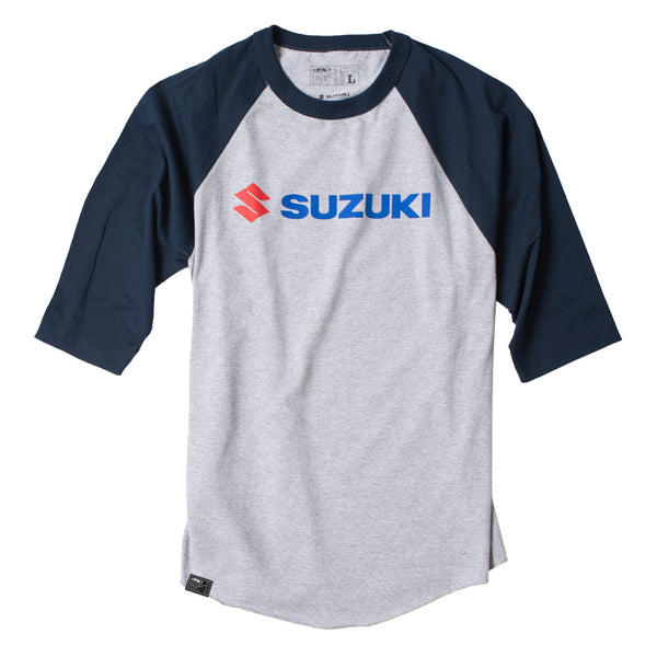 Suzuki 3/4 Raglan Sleeve Baseball T-Shirt Motorcycle Fan Apparel Size X-Large