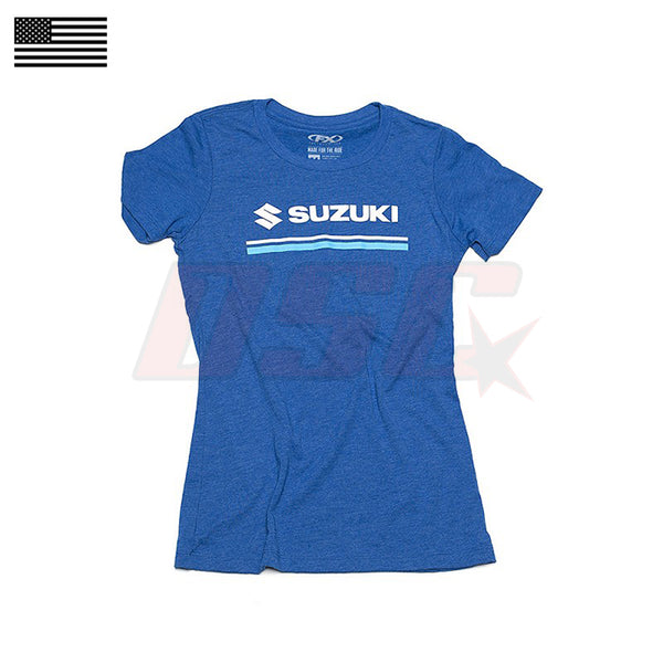 Suzuki Stripes Women's T-Shirt Fan Motorcycle Racing Apparel Size X-Large