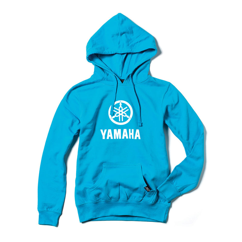 Yamaha Tuning Fork Motorcycle Womens Aquamarine Hooded Pullover Fan Apparel Size Large