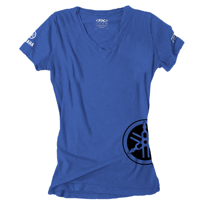 Yamaha Motorcycle Womens Blue V-Neck T-Shirt Fan Apparel Size Large